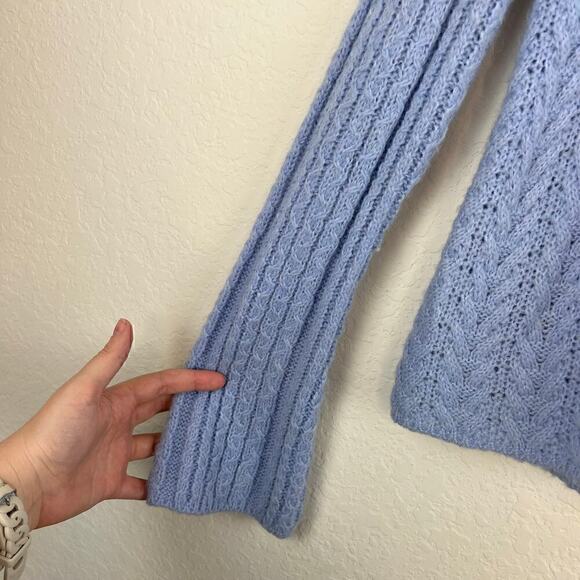 Sundance Exquisite Mix Cable Knit Button Front Cardigan Sweater Periwinkle XS - Picture 8 of 8